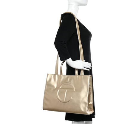 Telfar Metallic Vegan Leather Medium Shopping Bag Gold 2 of 11