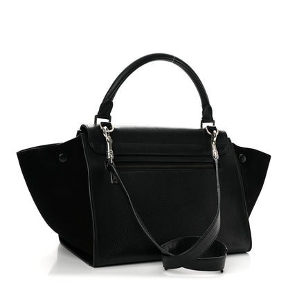 Celine Drummed Calfskin Suede Medium Trapeze Black 3 of 14