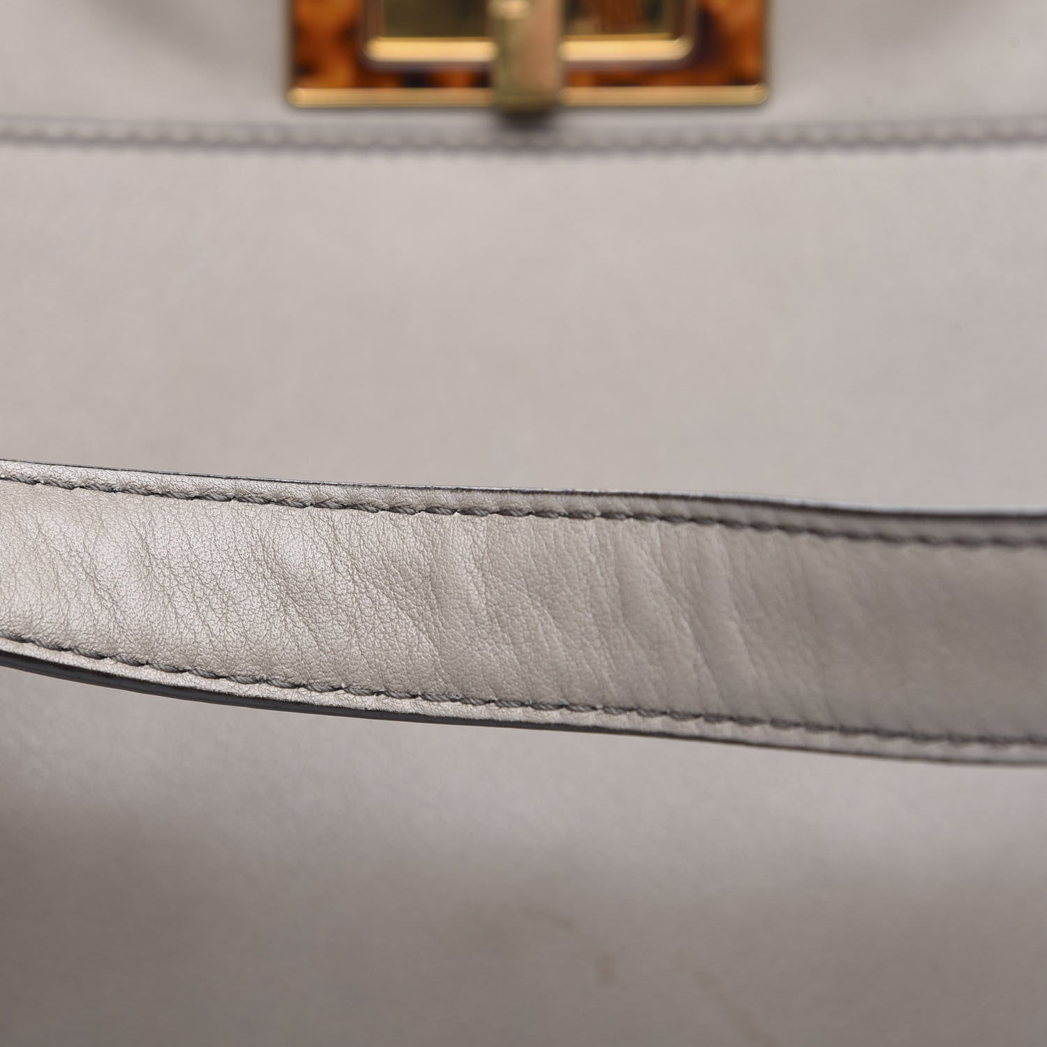 Fendi Vitello Seta Suede Plexiglass Tortoise Large Peekaboo Iconic Satchel Asfalto Marrone 14 of 16