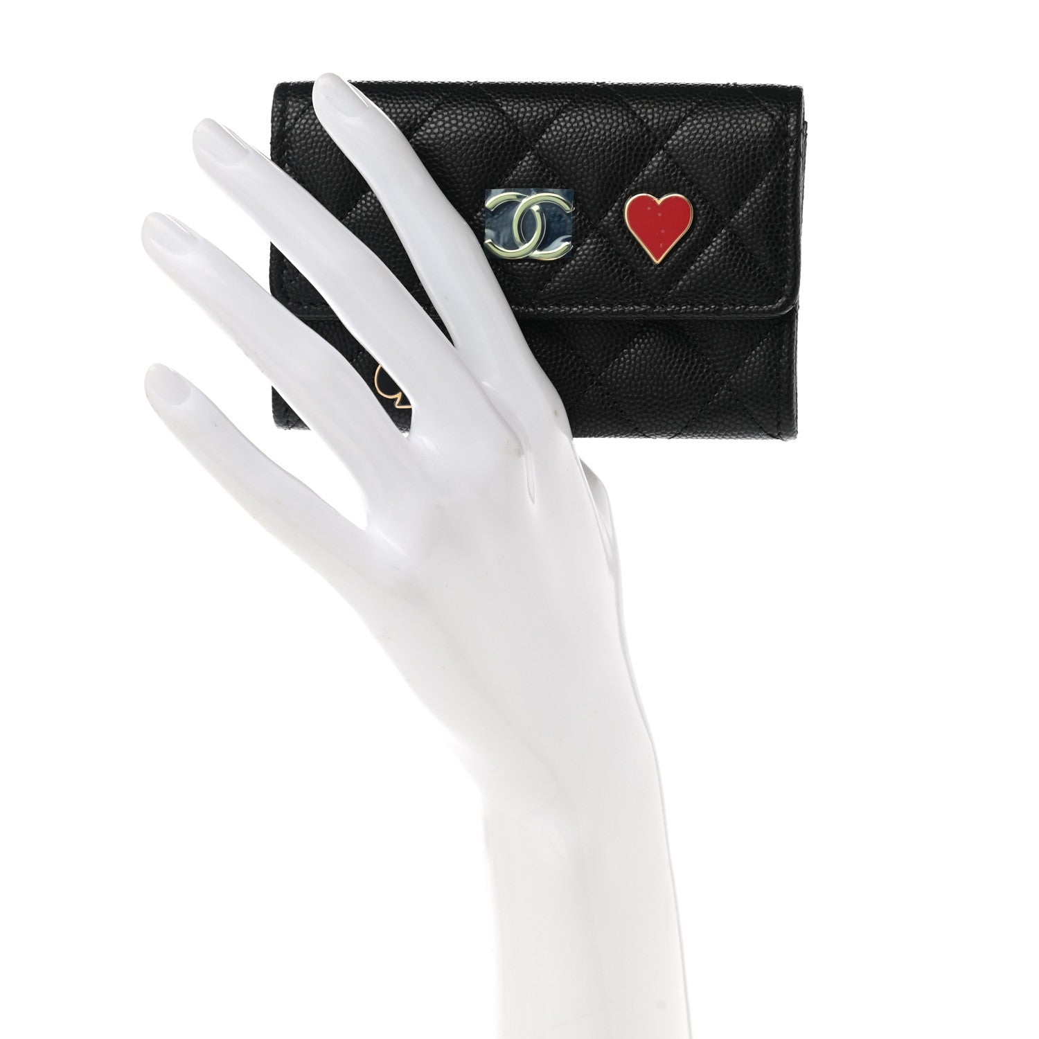 Chanel Caviar Quilted Enamel Coco Casino Flap Card Holder Wallet Black 2 of 9