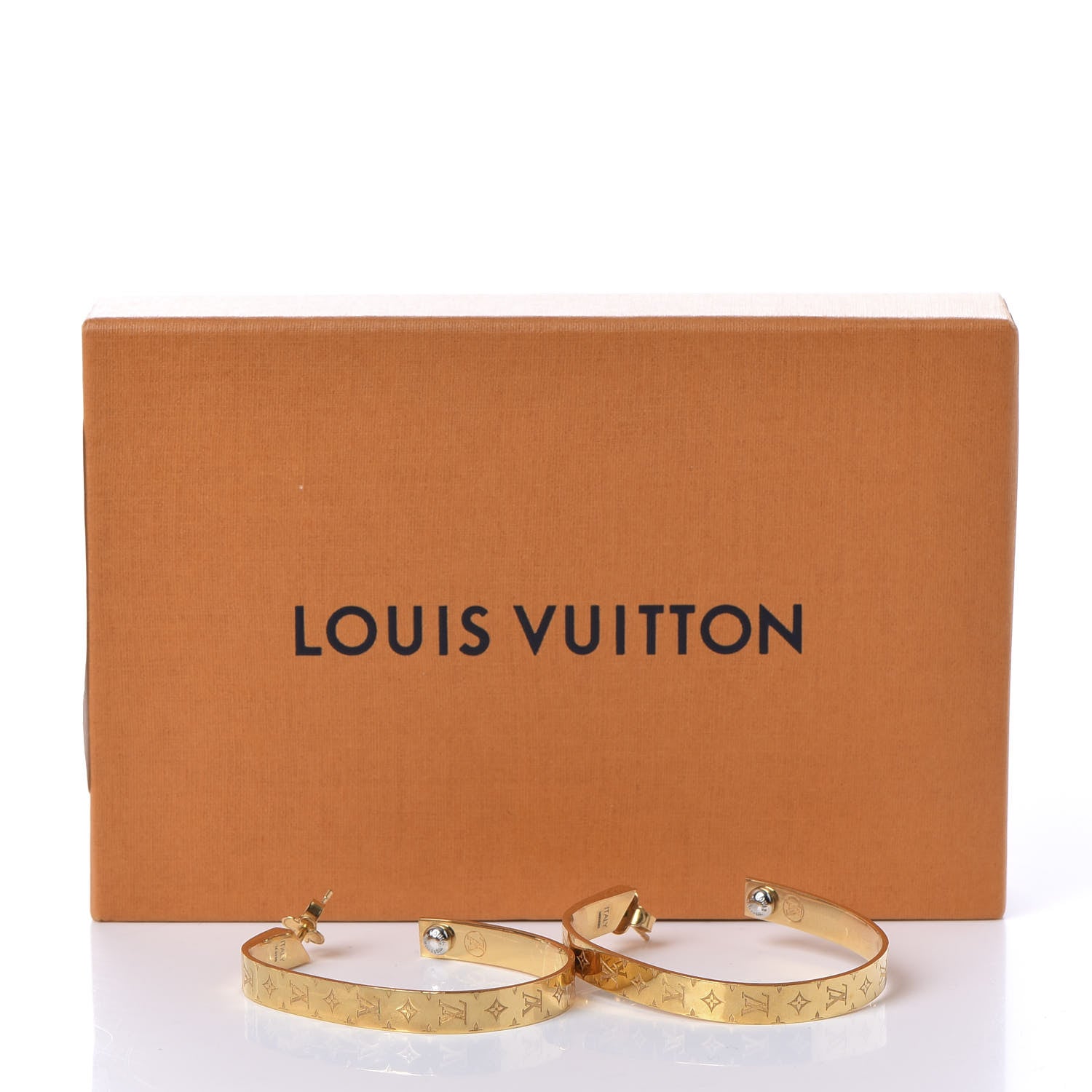 Louis Vuitton Nanogram Hoop Earrings Gold 7 of 7