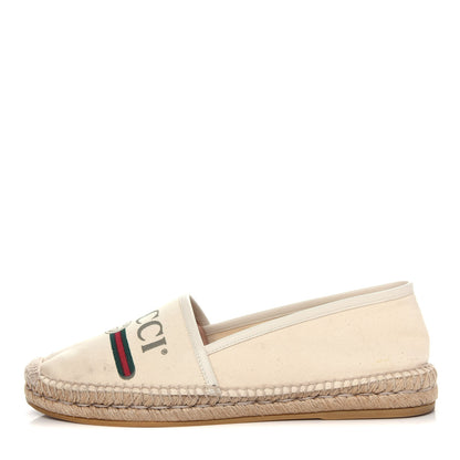 Gucci Canvas Logo Espadrilles 40.5 Greggio White 1 of 11