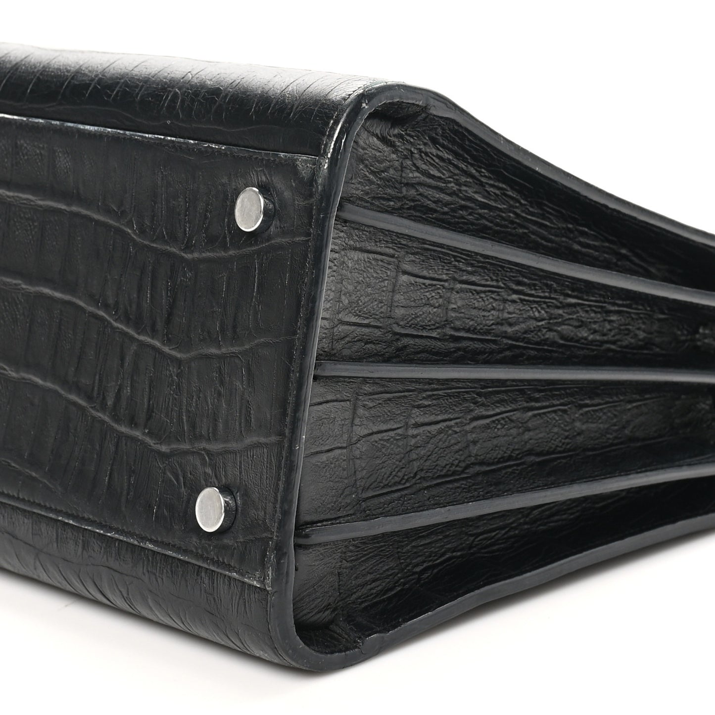 Calfskin Crocodile Embossed Small Sac de Jour Black