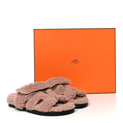 Hermes Woolskin Womens Chypre Sandals 40 Bois De Santal 8 of 8