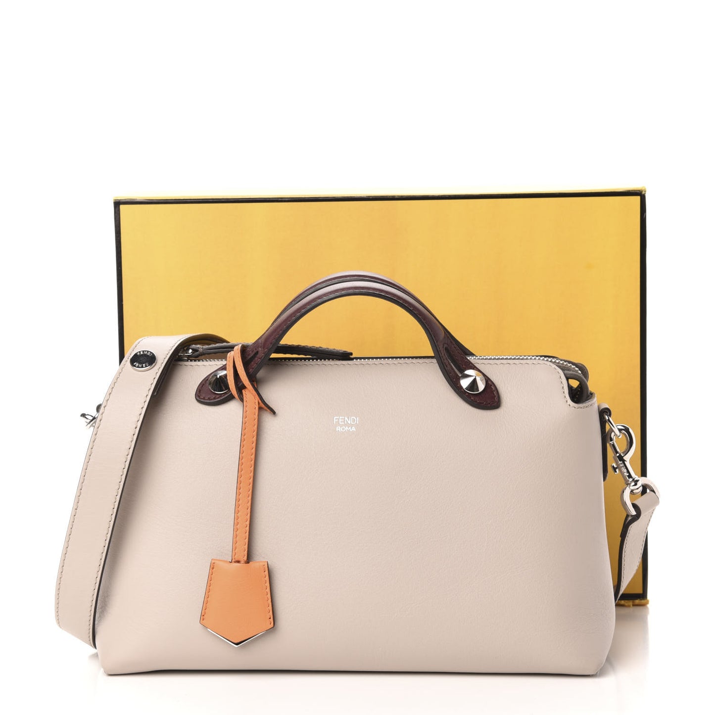 Vitello Dolce 4 Color Medium By The Way Boston Bag Grigio Polvere Arancio Multicolor