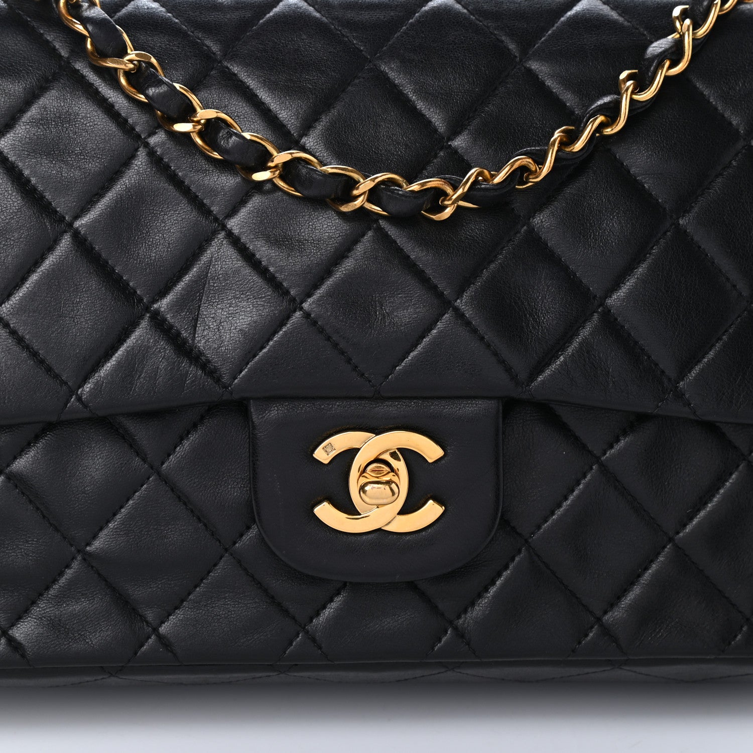Chanel Lambskin Quilted Medium Double Flap Black 8 of 10