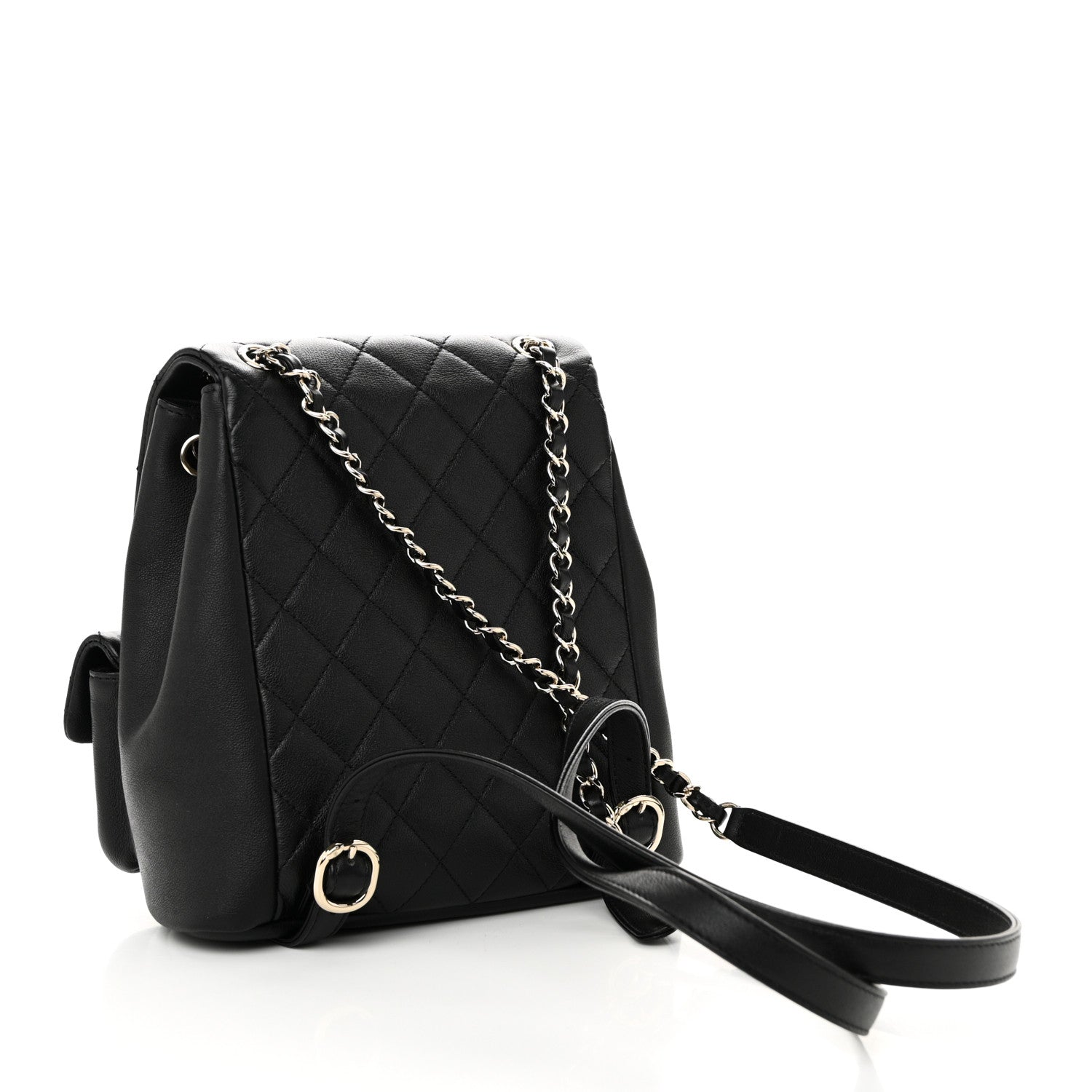 Chanel Calfskin Quilted Medium Duma Pockets Drawstring Backpack Black 3 of 10