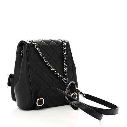 Chanel Calfskin Quilted Medium Duma Pockets Drawstring Backpack Black 3 of 10
