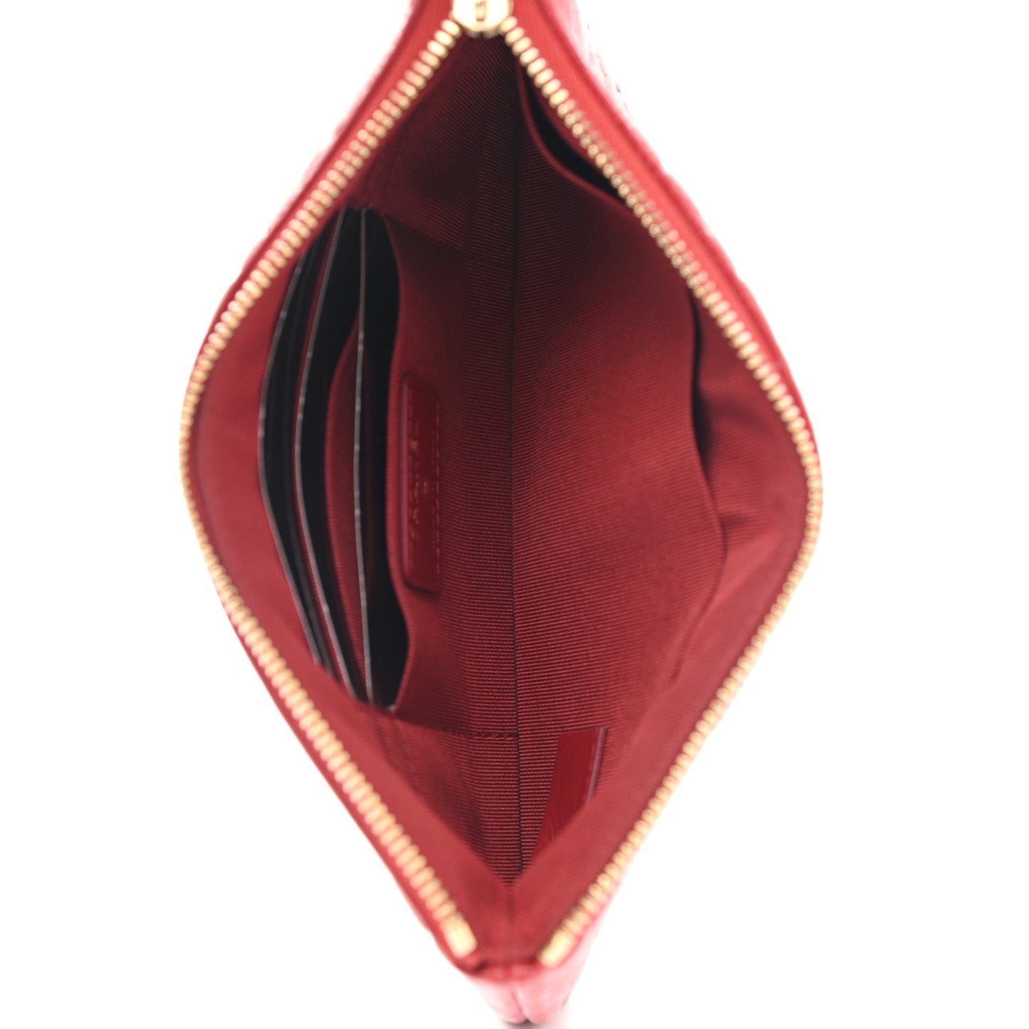 Caviar Camellia Embossed Cosmetic Pouch Red
