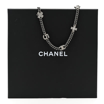 Chanel Ruthenium Crystal Chain CC Lucky Charms Choker Silver 5 of 5