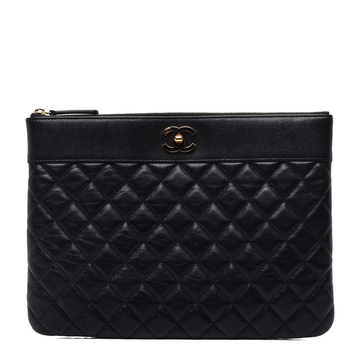 Chanel Sheepskin Quilted Medium Vintage Mademoiselle Cosmetic Case Black 1 of 10