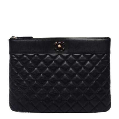 Chanel Sheepskin Quilted Medium Vintage Mademoiselle Cosmetic Case Black 1 of 10