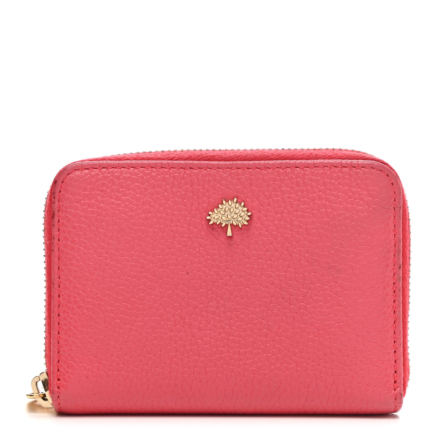 Small Classic Grain Compact Zip Wallet Deep Pink