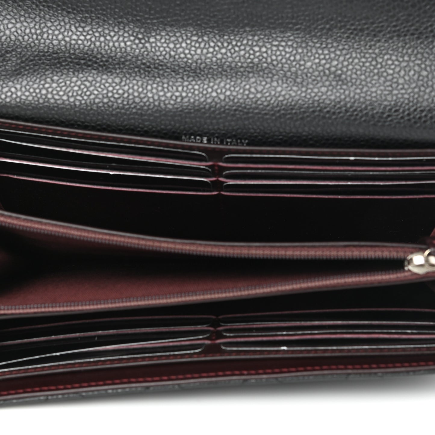 Caviar Quilted Large Gusset Flap Wallet Black