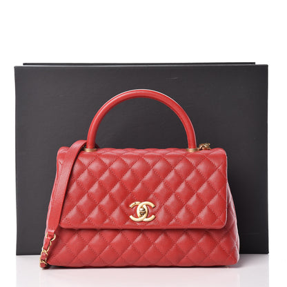 Chanel Caviar Quilted Small Coco Handle Flap Red 11 of 11