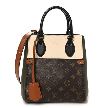Louis Vuitton Calfskin Monogram Fold Tote PM Cream Khaki Black 1 of 9