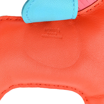Hermes Milo Lambskin Grigri Rodeo Horse Bag Charm MM Orange Poppy Rose Azalee Bleu Azteque 3 of 4