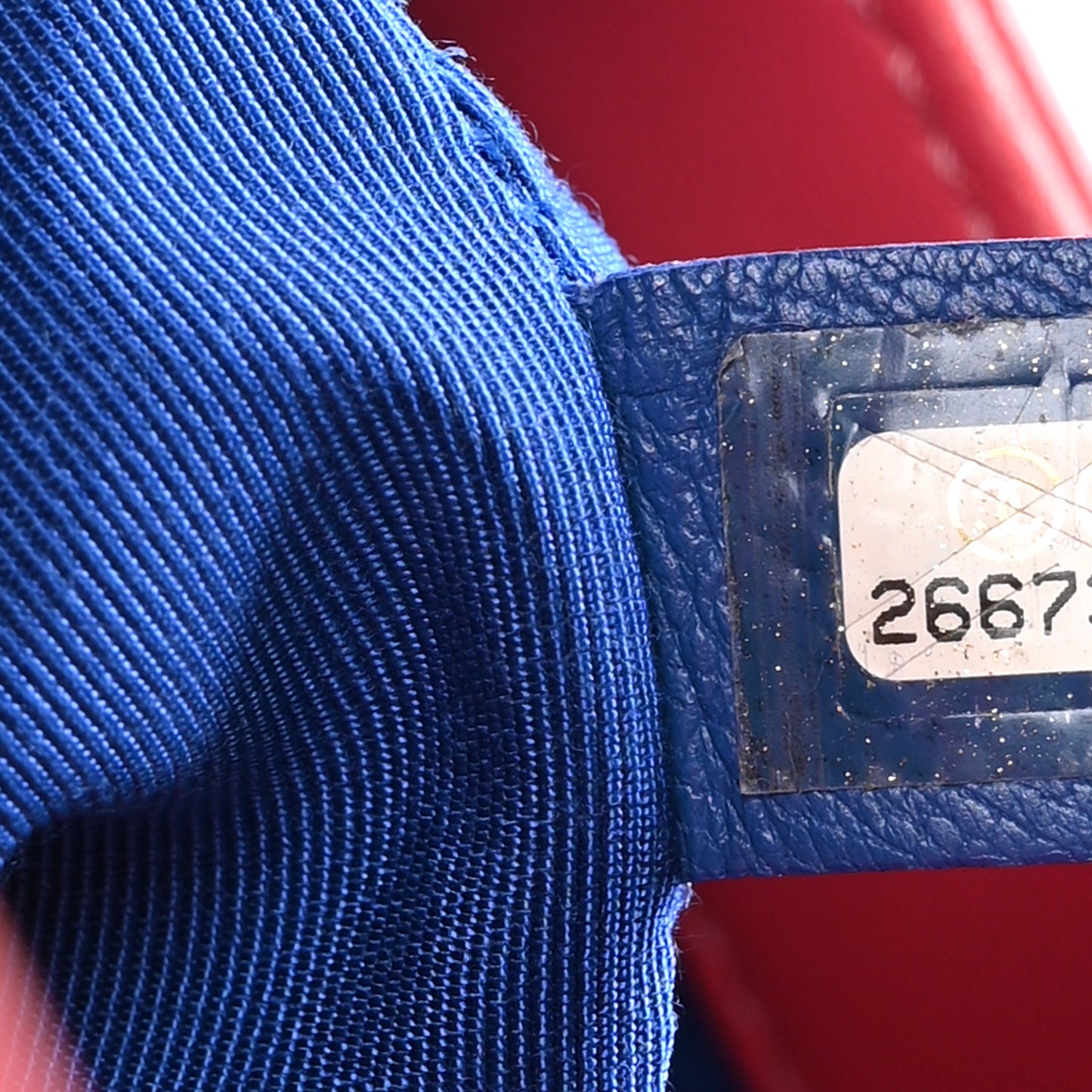 Aged Calfskin Quilted Large 31 Shopping Bag Red Blue