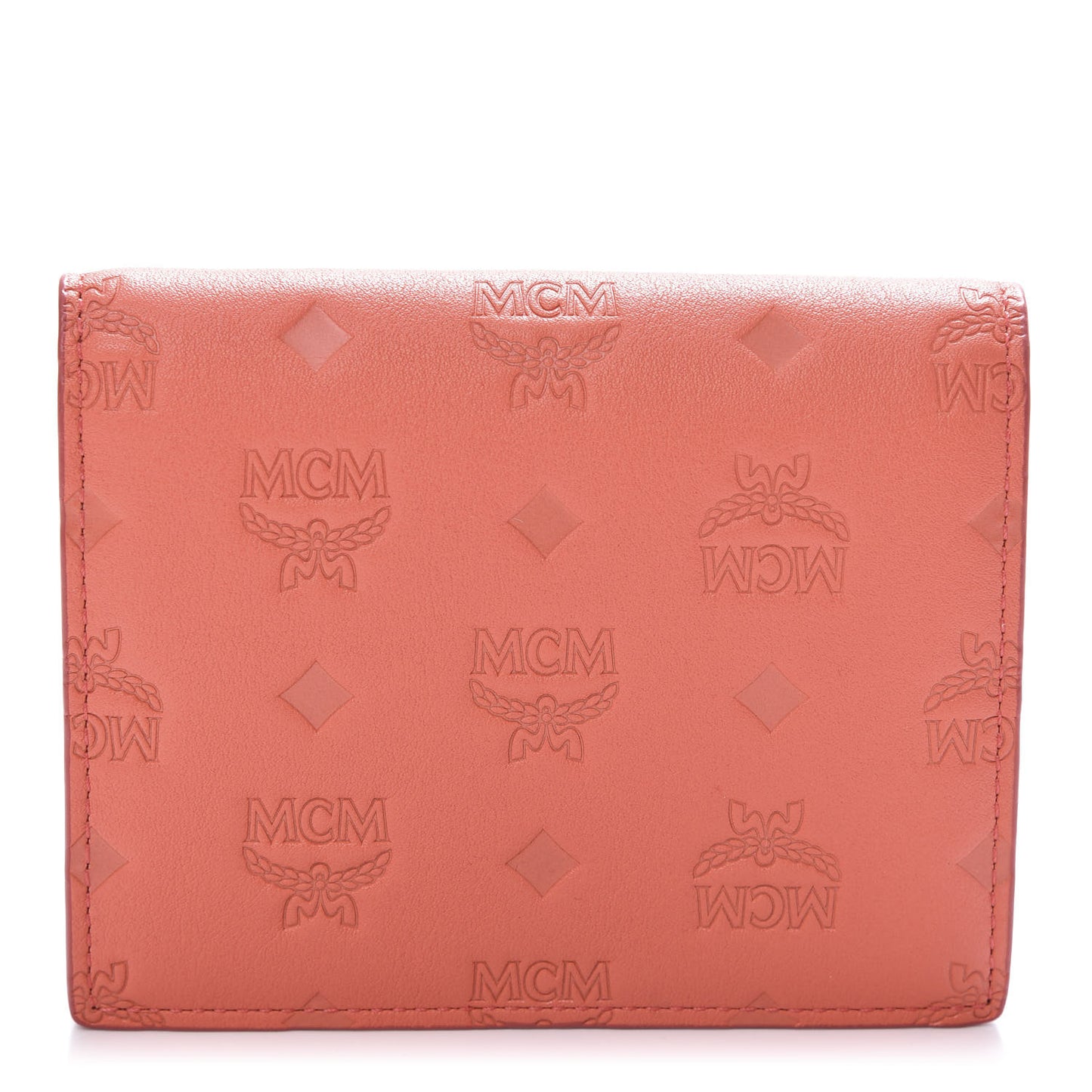Calfskin Ottomar Monogram Bi-Fold Wallet Hot Coral