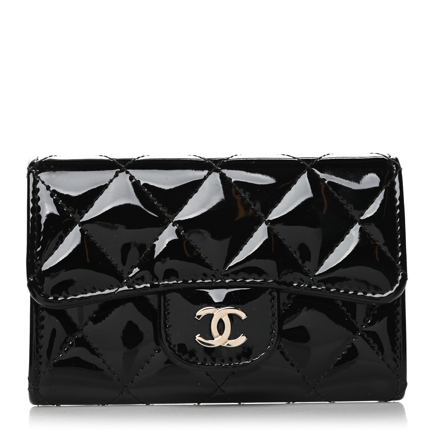 Chanel Patent Quilted Flap Card Holder Black 1 of 9