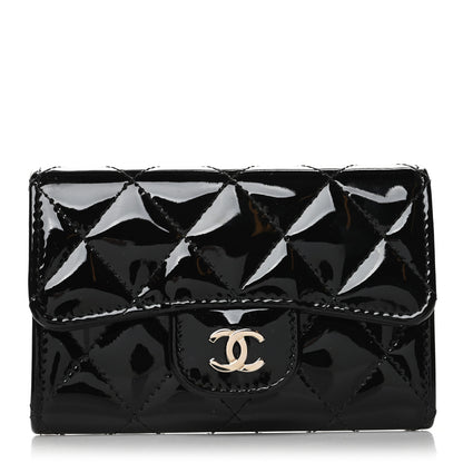 Chanel Patent Quilted Flap Card Holder Black 1 of 9