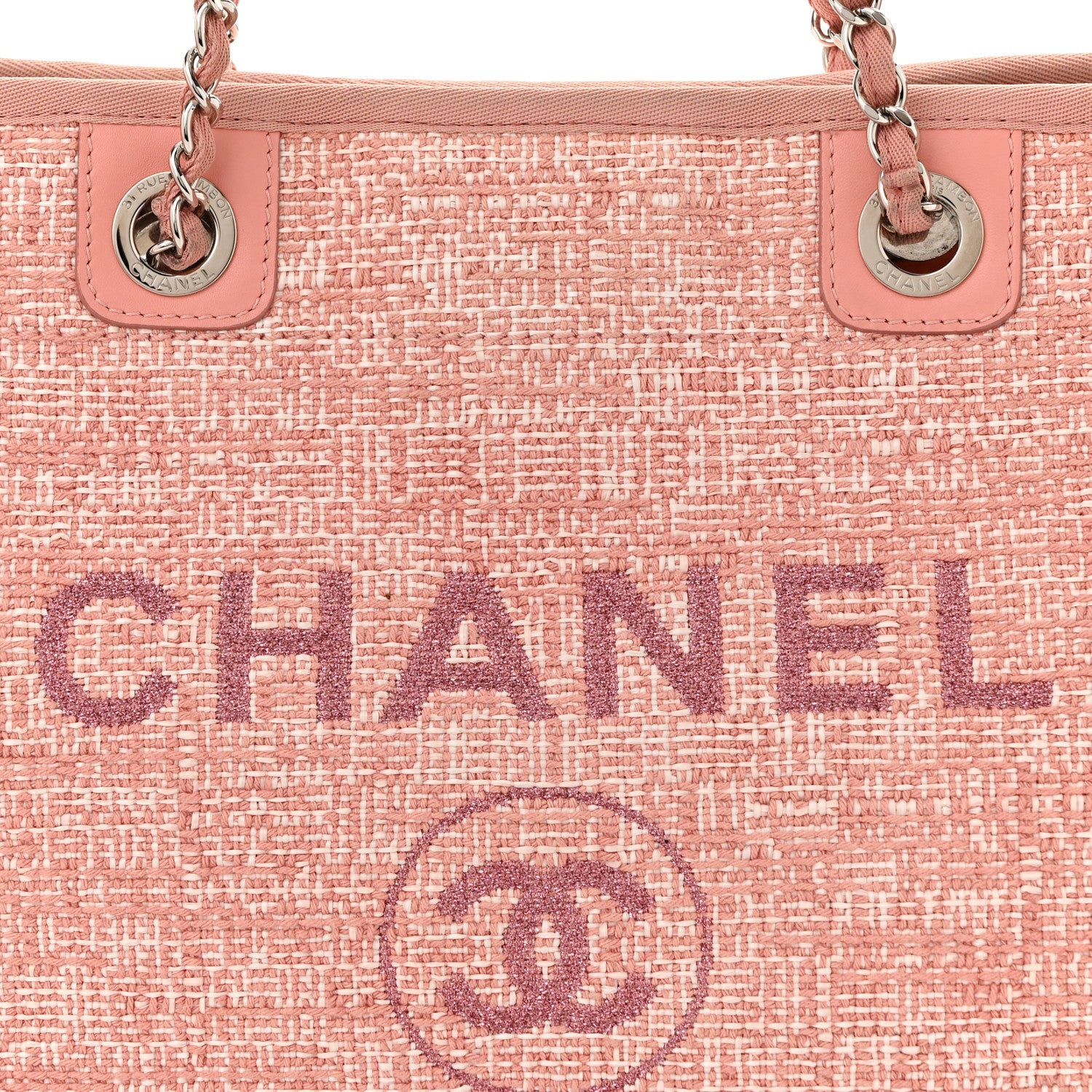 Chanel Lurex Boucle Small Deauville Tote Pink 6 of 12