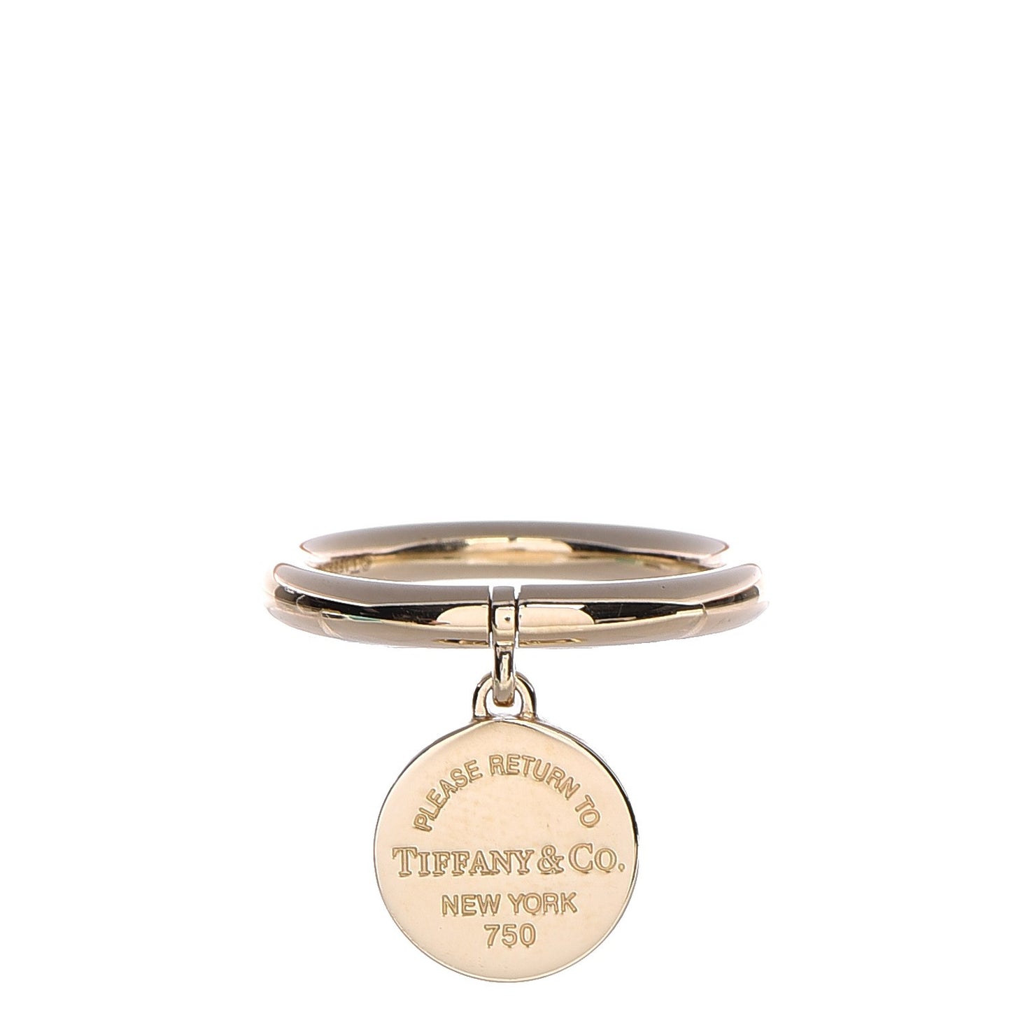 18K Yellow Gold Circle Tag Ring 6