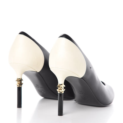 Chanel Lambskin CC Pumps 38 Black Ivory 4 of 8