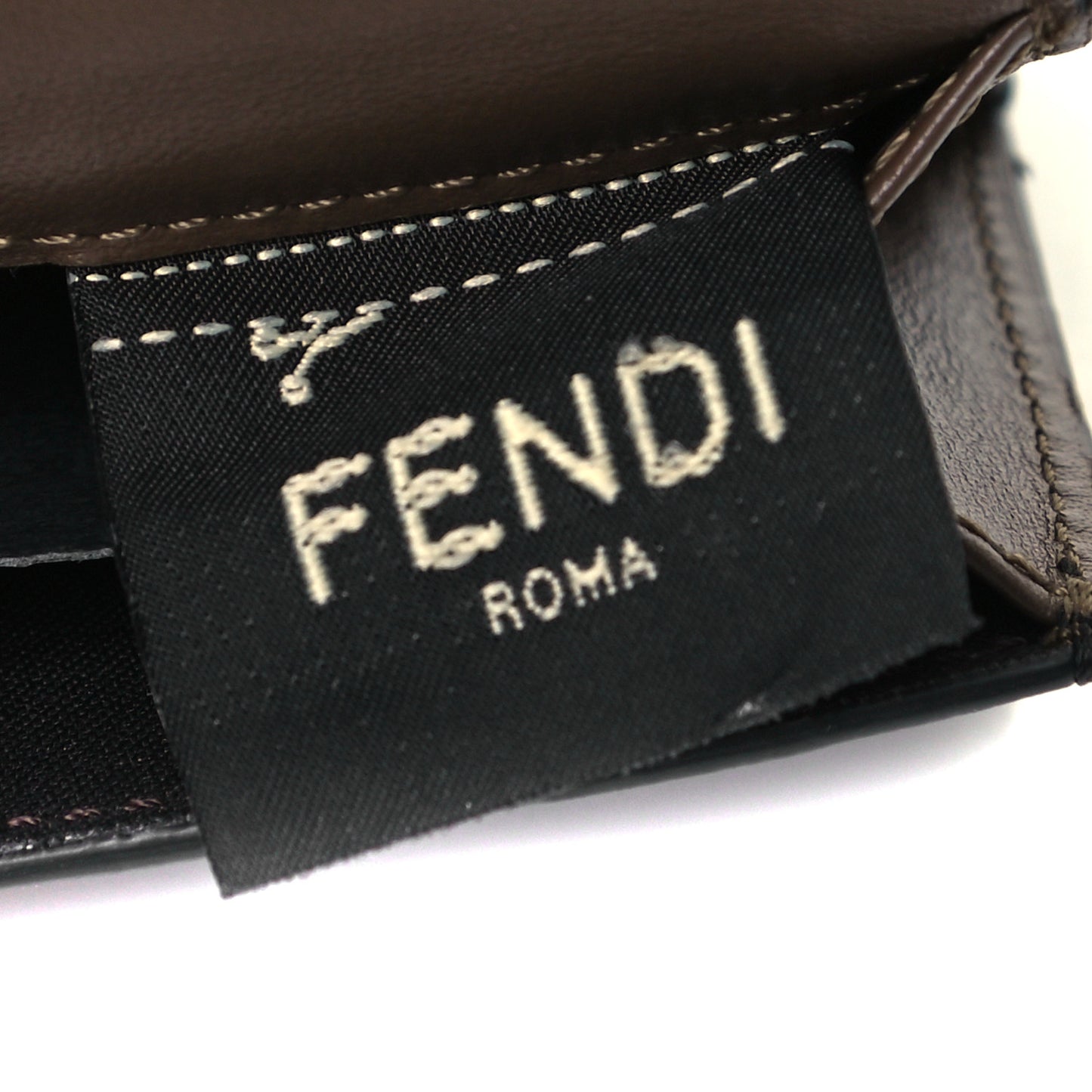 Vitello Soft F is Fendi Bi-Color FF 1974 Embossed Micro Tri-Fold Envelope Wallet Maya Black