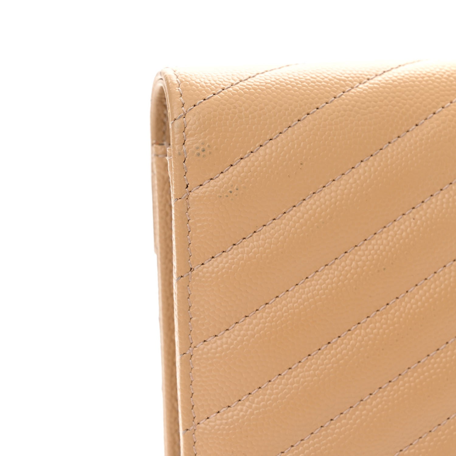 Saint Laurent Grain De Poudre Matelasse Chevron Monogram Envelope Chain Wallet Nude Powder 12 of 13