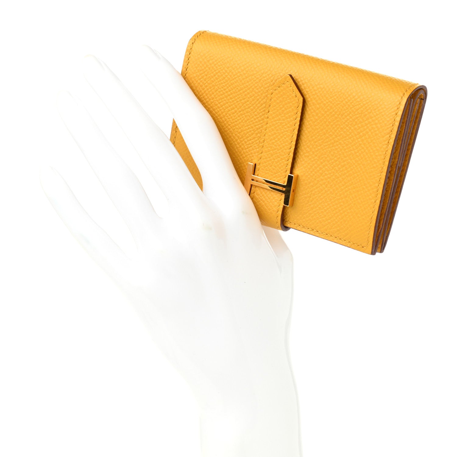 Hermes Epsom Mini Bearn Wallet Jaune Ambre 2 of 7