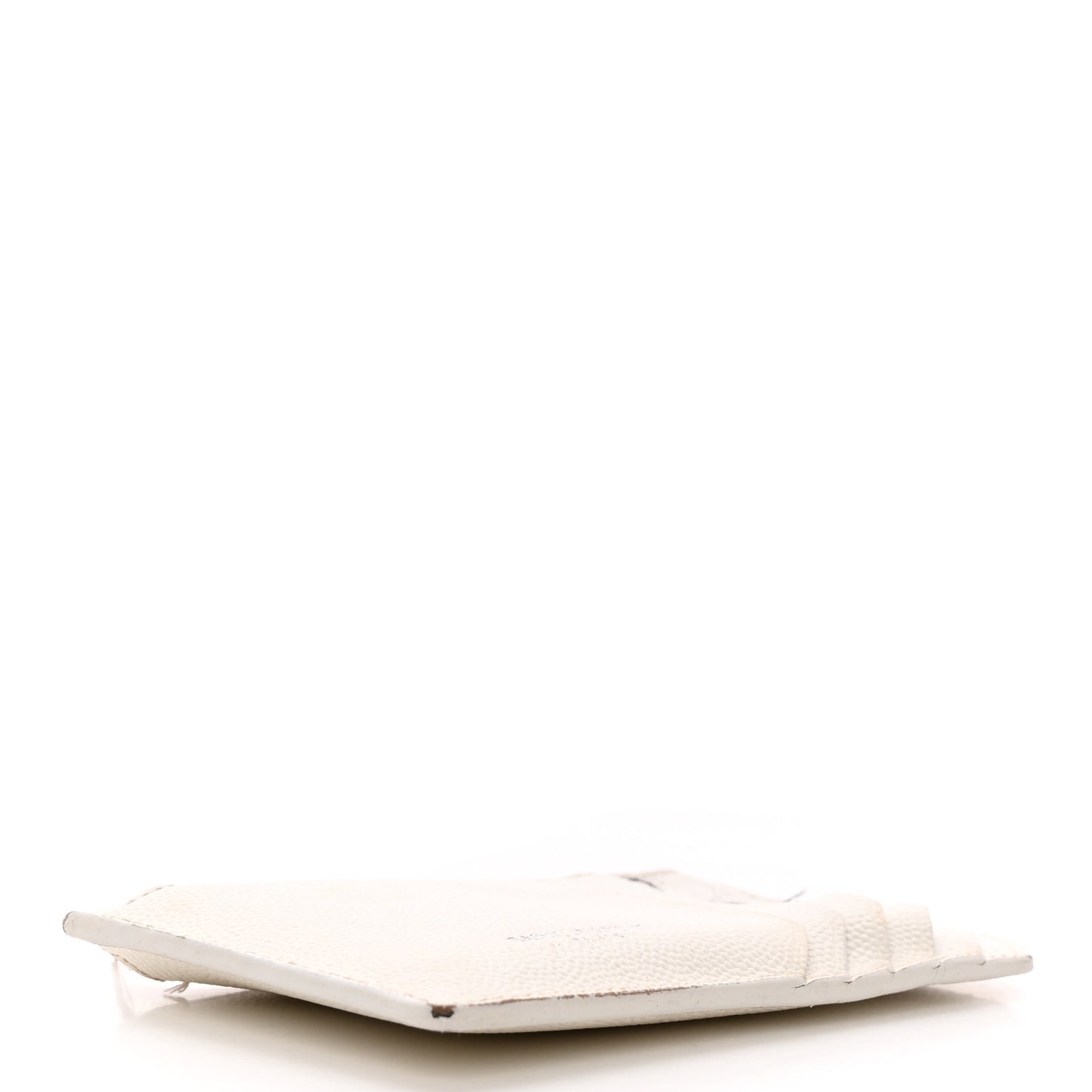 Grained Calfskin 5 Fragments Zip Pouch Card Holder White