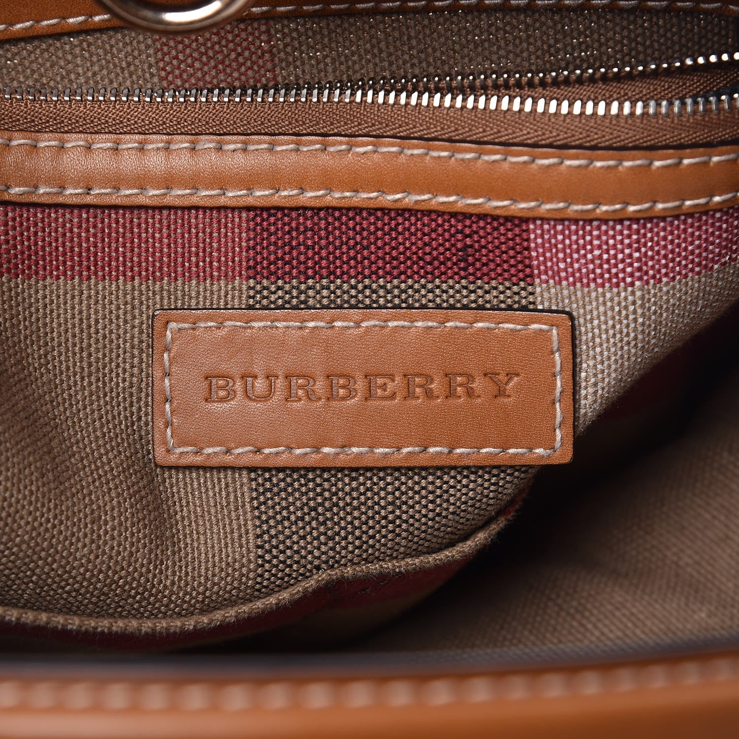Burberry Canvas Mega Check Medium Ashby Hobo Saddle Brown 5 of 10