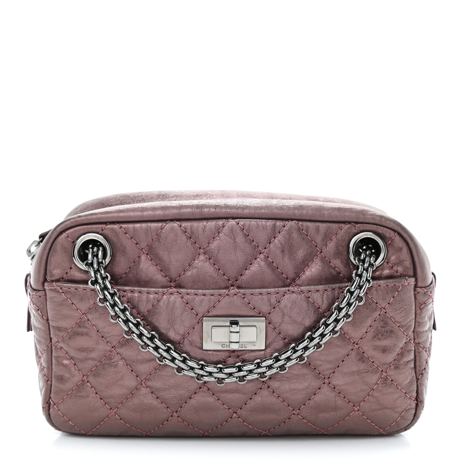 Chanel Metallic Aged Calfskin Quilted Small Reissue Camera Case Rose Fonce 1 of 8