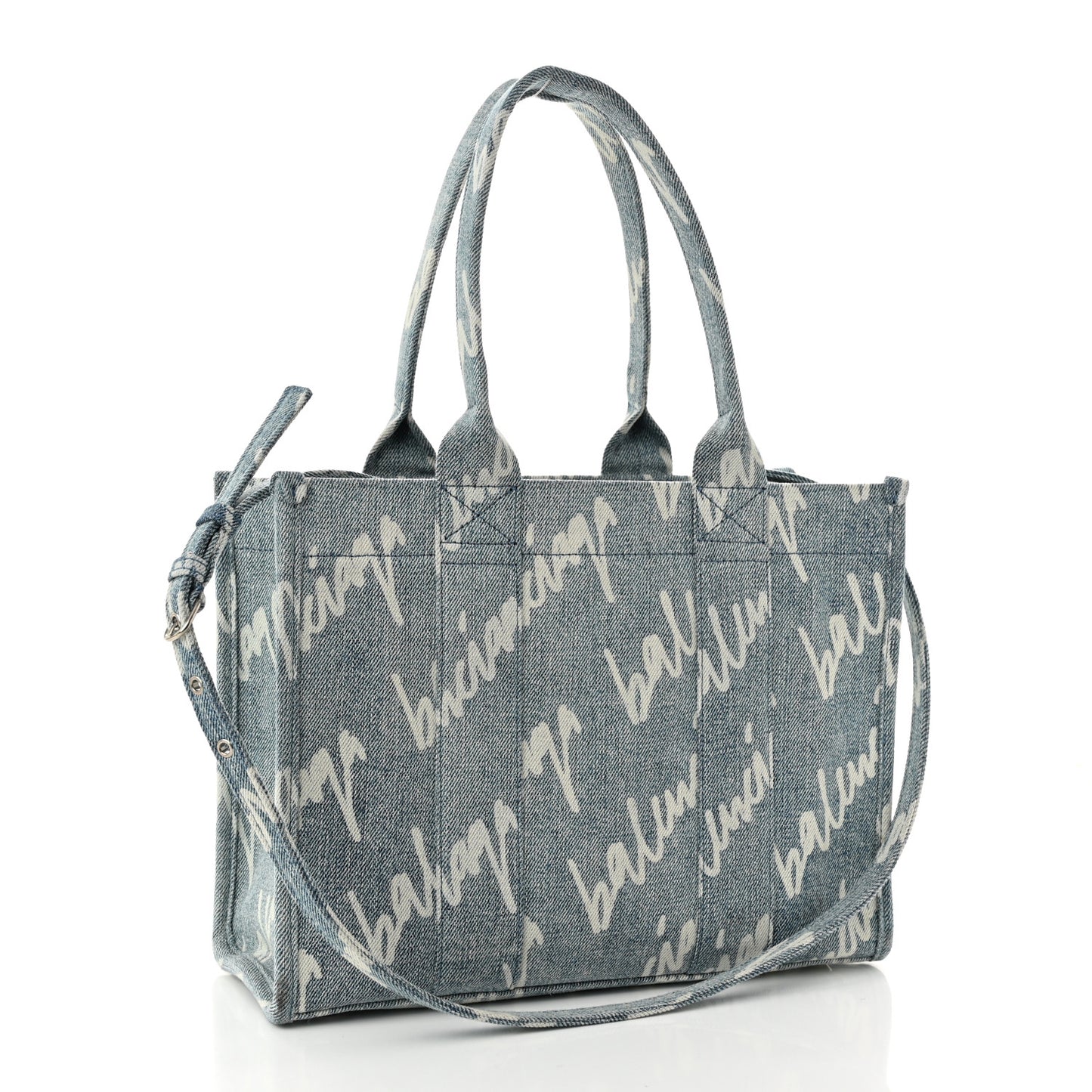 Denim Scribble Logo Small Hardware Tote Blue