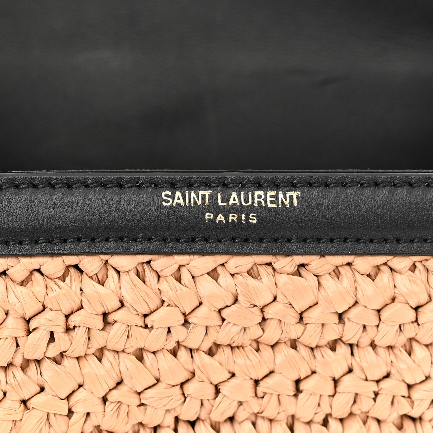 Saint Laurent Raffia Calfskin Mini Classic Monogram Cassandra Top Handle Black Natural 6 of 11