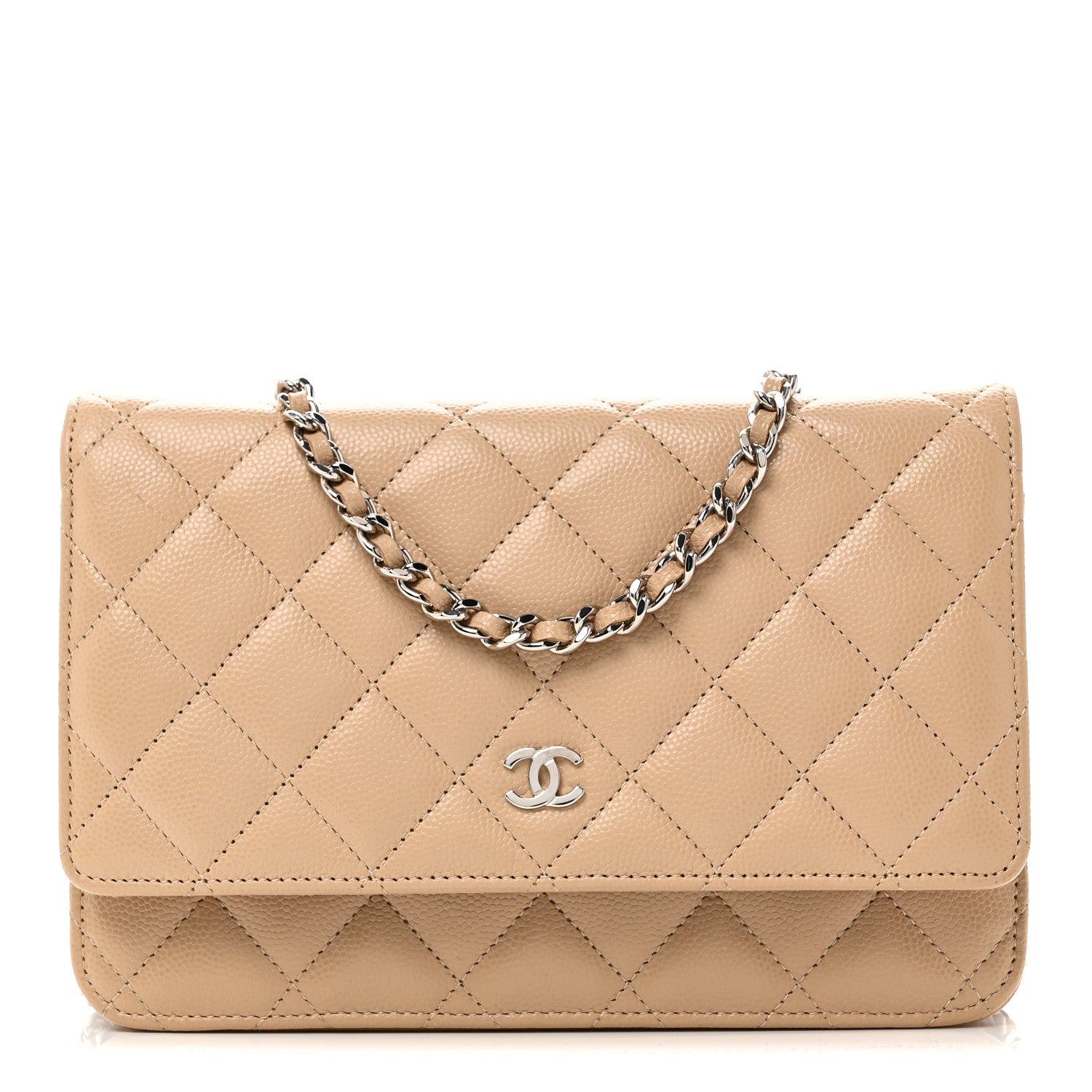 Chanel Caviar Quilted Wallet on Chain WOC Beige 1 of 11