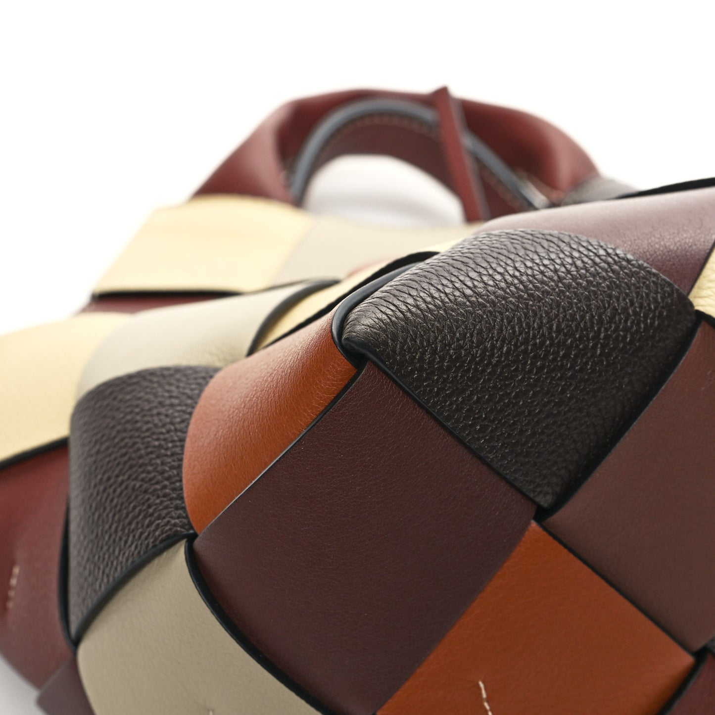 Calfskin Small Woven Basket Surplus Bag Beige
