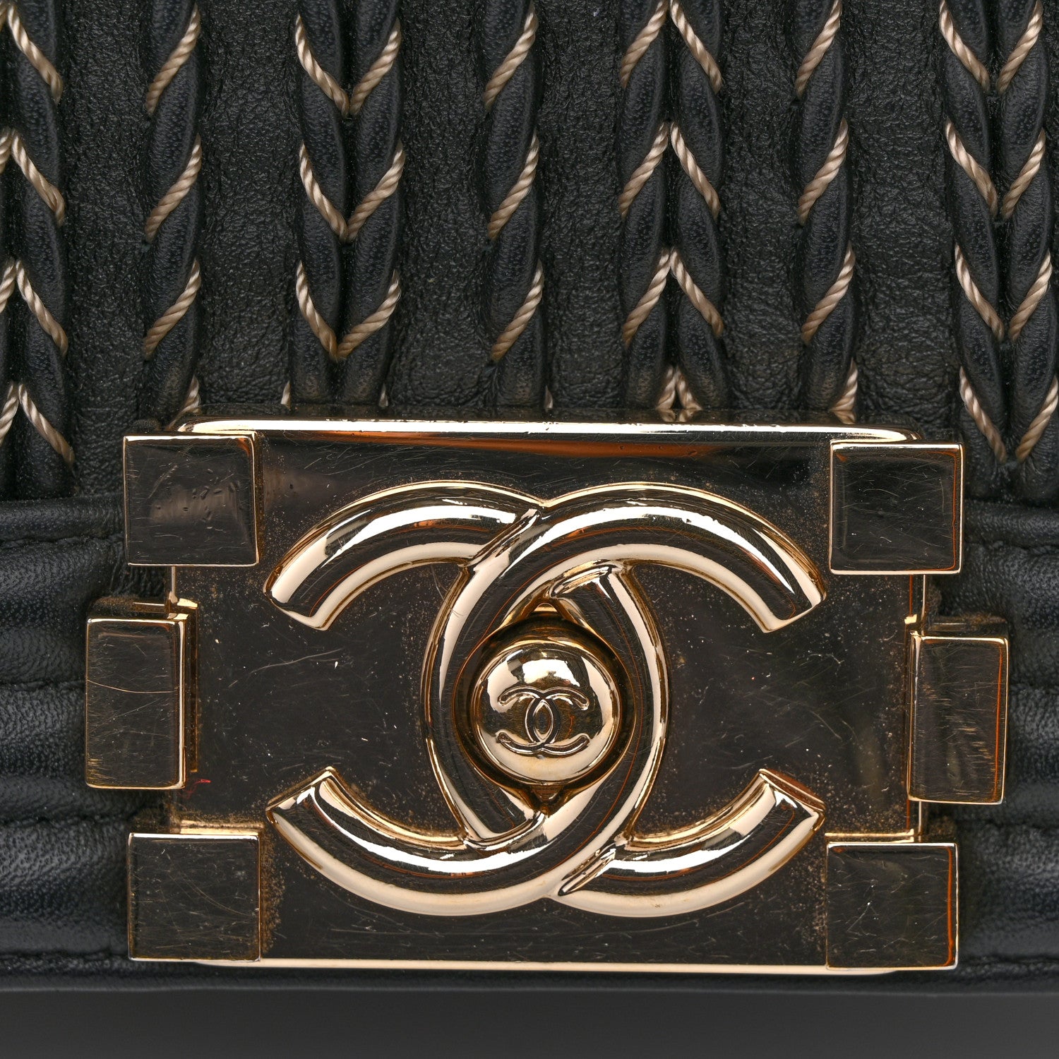 Chanel Calfskin Braided Medium Boy Flap Black 12 of 12