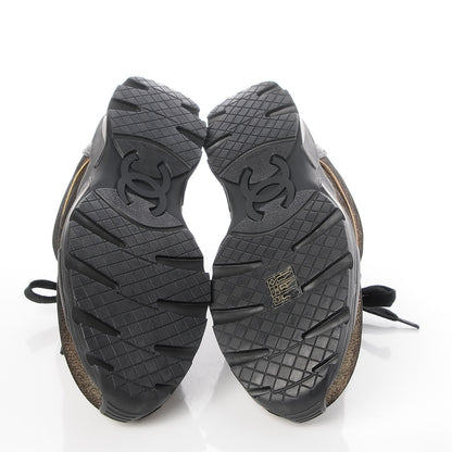 Chanel Metallic Fabric Calfskin Womens CC Sneakers 40.5 Golden Brown 6 of 9