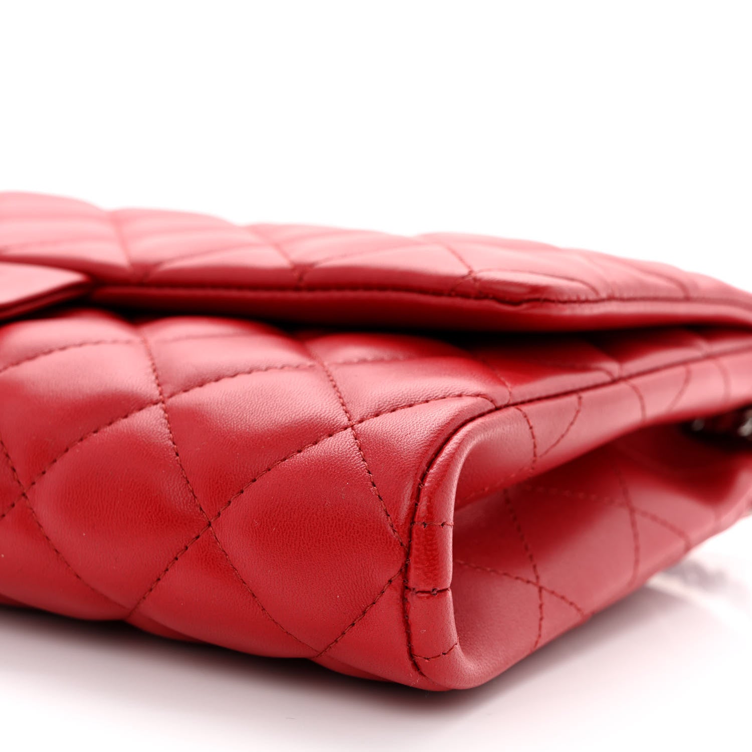 Chanel Lambskin Quilted Flap Clutch Red 10 of 11