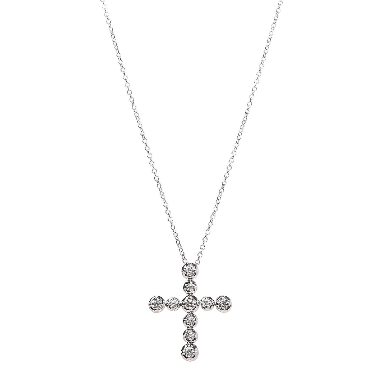 18K White Gold Diamond Paloma Picasso Tenderness Cross Pendant Necklace
