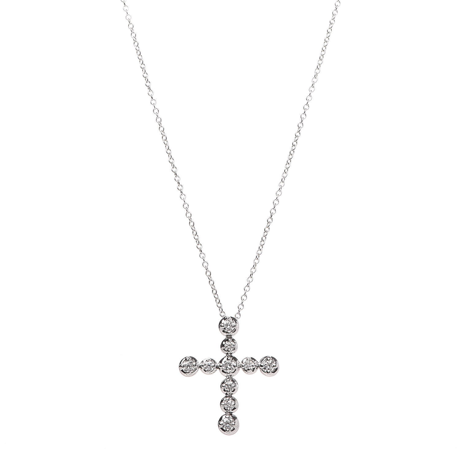 Tiffany 18K White Gold Diamond Paloma Picasso Tenderness Cross Pendant Necklace 1 of 7