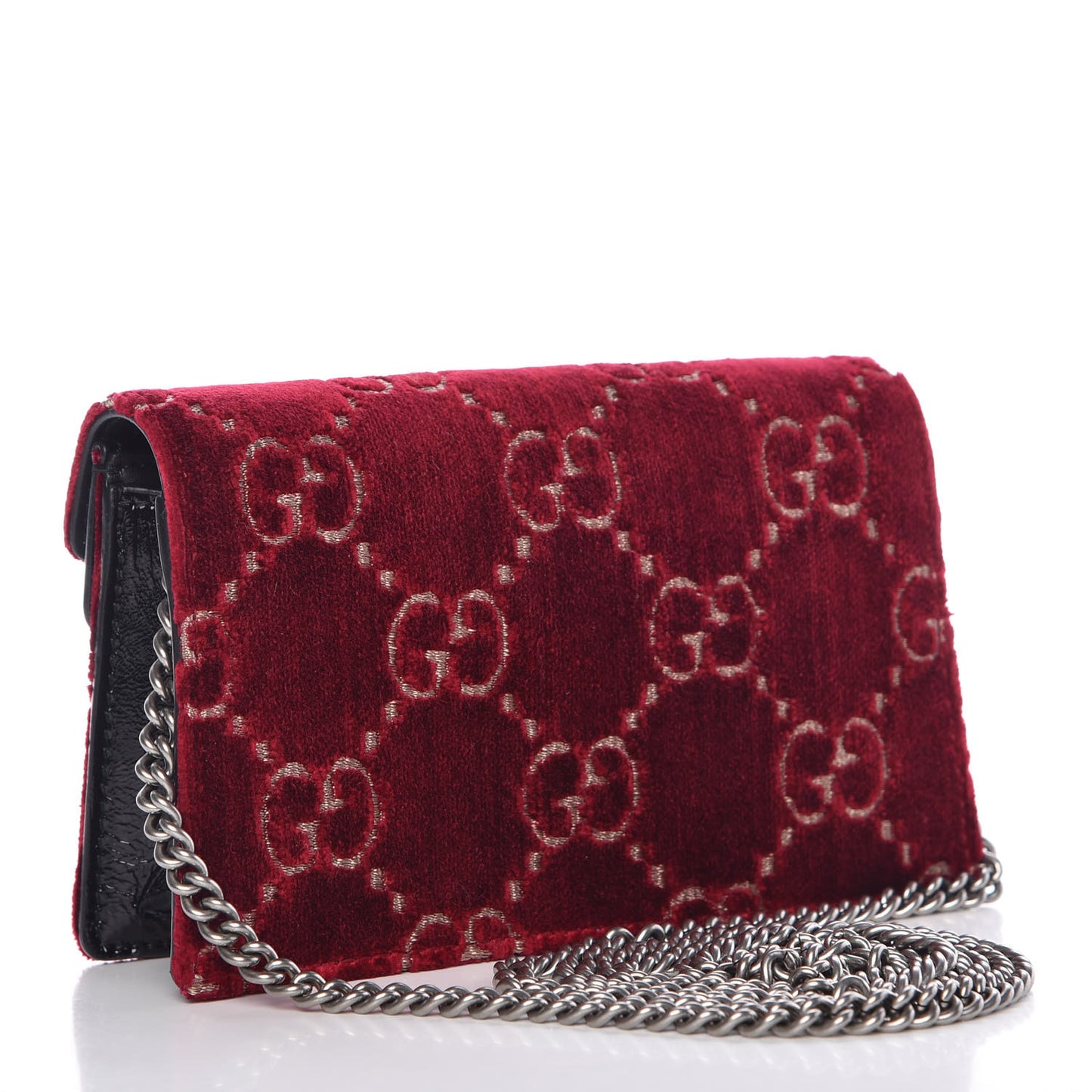 Velvet GG Monogram Super Mini Dionysus Shoulder Bag Red Cipria Black