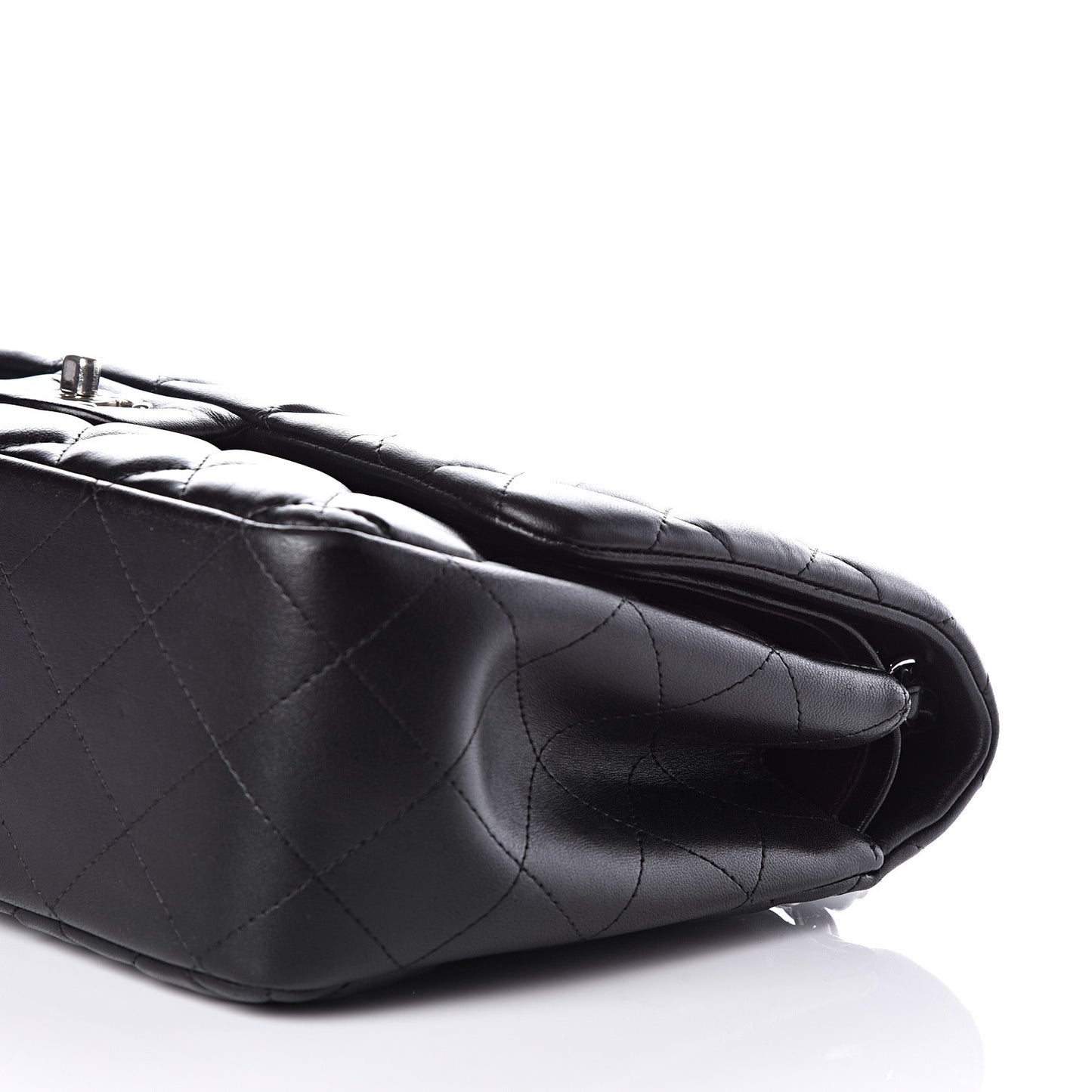 Lambskin Quilted Jumbo Double Flap Black