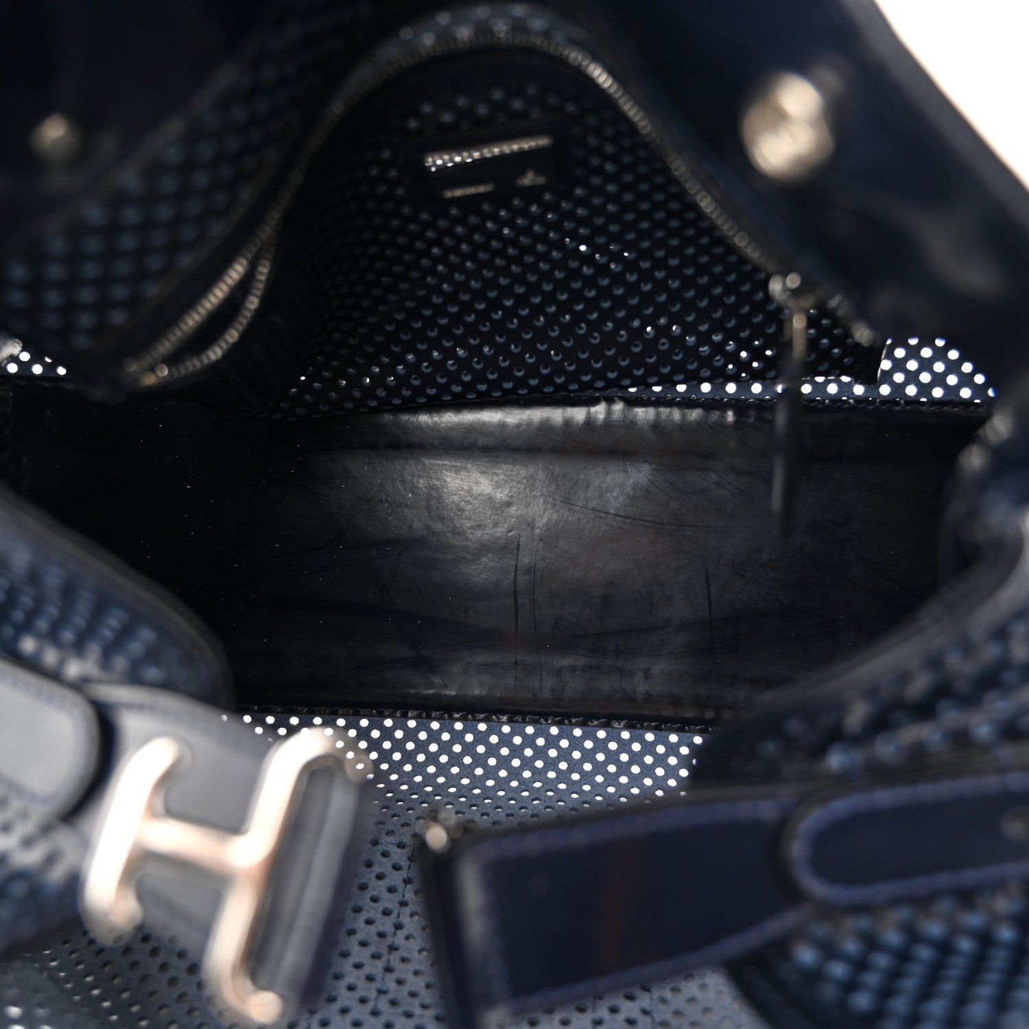 Fendi Patent Perforated Calfskin Bag De Jour Perforated Tote Navy 5 of 10