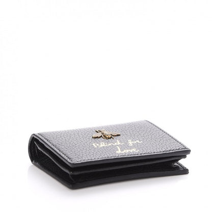Gucci Pebbled Calfskin Animalier Card Case Black 4 of 8