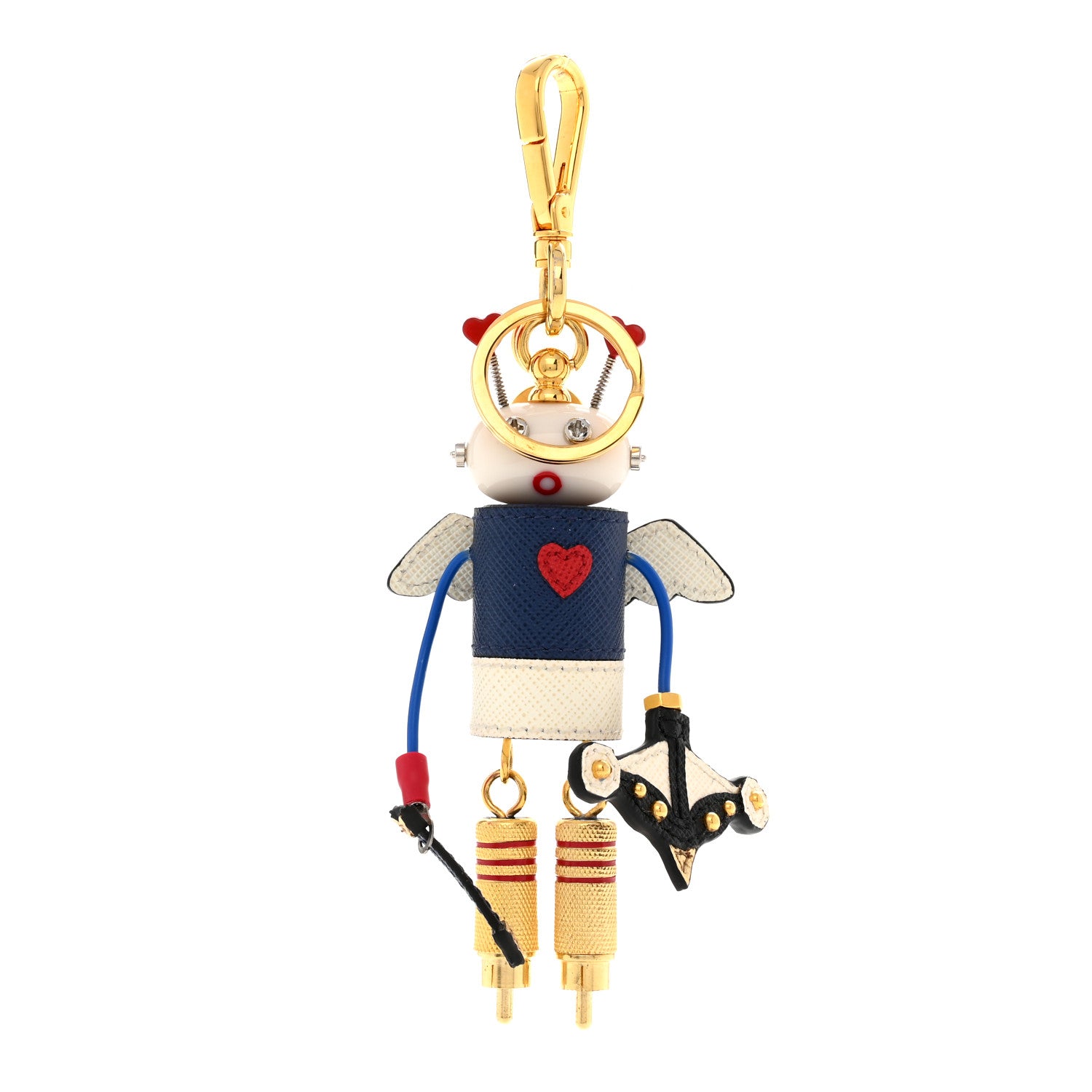 Prada Saffiano Cupid Robot Trick Keychain Bright Blue White 1 of 5