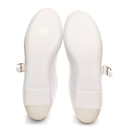 Chanel Lambskin Mary Jane Flats 38.5 White 6 of 10