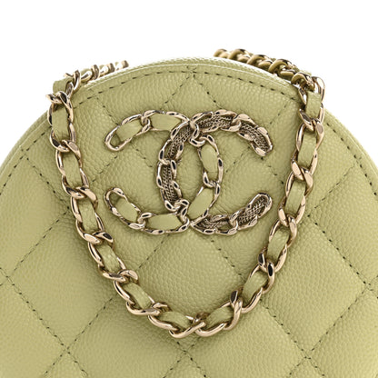 Chanel Caviar Quilted French New Wave Round Clutch With Chain Light Green 8 of 12